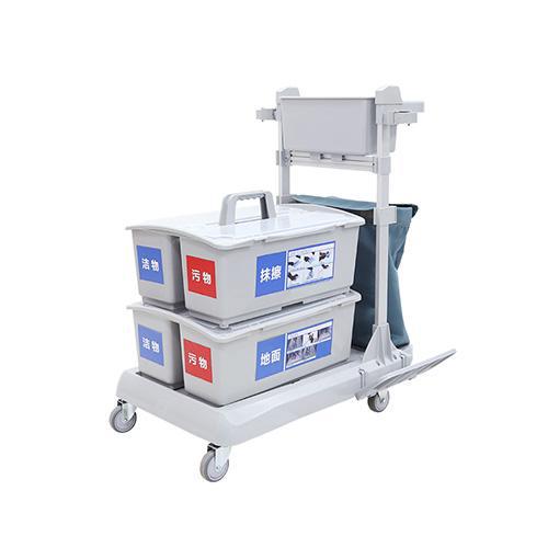 靈動(dòng)型平推系統(tǒng)清潔車(chē)，配垃圾袋，雙格桶x2，含標(biāo)貼 JD R223