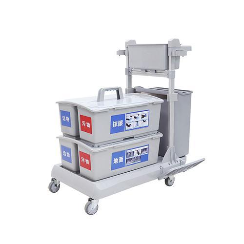 靈動(dòng)型平推系統(tǒng)清潔車(chē) 配垃圾桶、2個(gè)含標(biāo)貼雙格桶 JD G223