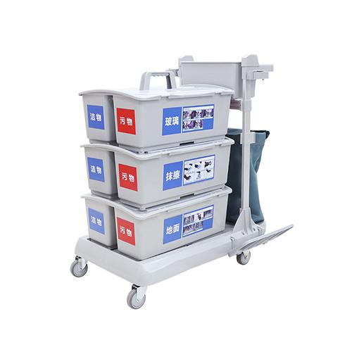 靈動型平推系統(tǒng)清潔車 配垃圾袋、3個含標貼雙格桶 JD R323