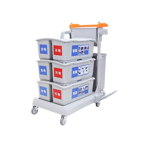 帶剎車(chē)靈動(dòng)型平推系統(tǒng)清潔車(chē) 配23升垃圾桶、3個(gè)雙格桶、2套車(chē)架/箱 JDB G323
